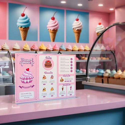 Miniatura 6 de Paquete de 4 soportes para carteles de 17 x 11 pulgadas, marco gráfico para eventos, soporte horizontal de paisaje de doble cara, menú de carga