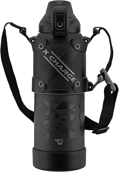 象印 水筒 クールボトル 1.0L 【運動時におすすめ】 スポーツタイプ シームレスせん 衝撃や擦れに強いプロテクトアーマー ブラック SD-HB10-BA - 1