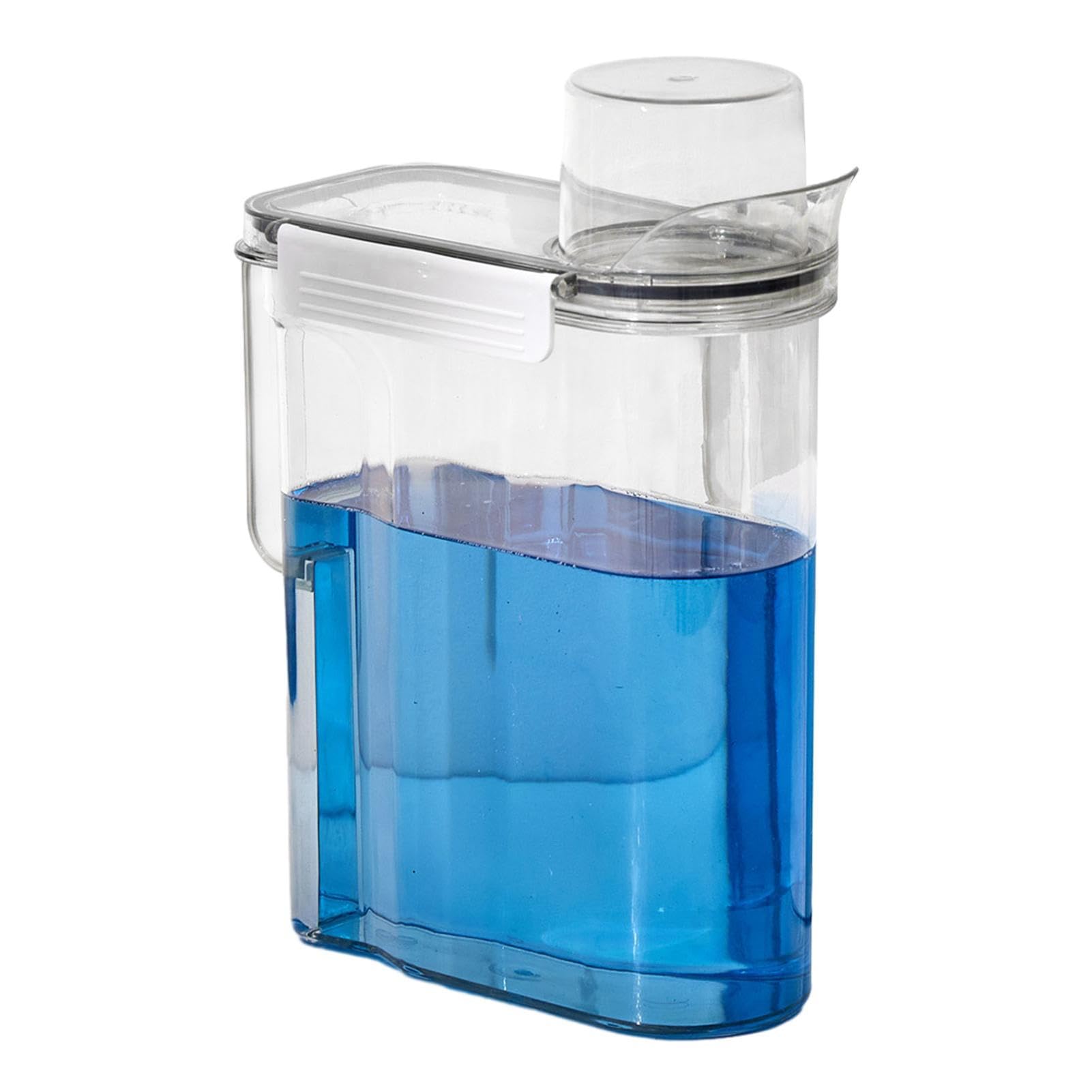 THAELY Porta detersivo Liquido per bucato - Coperchio del misurino Organizzazione della lavanderiaStoccaggio,Contenitore in Polvere per detersivo Liquido a Tenuta stagna
