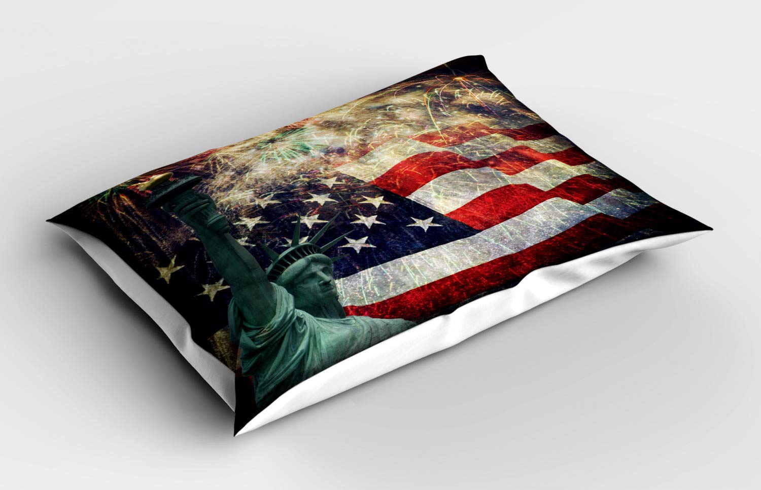 ABAKUHAUS Quattro luglio Federa Fodera Cuscino, Bandiera Americana, Copricuscino Quadrato Decorativo, 40 cm x 40 cm, Notte Blu Bianco