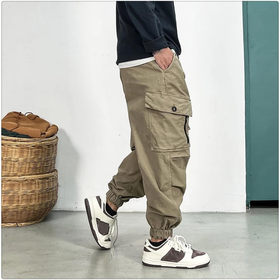 Loose Tactical Cargo Pants for Men, Outdoor Harajuku Casual Joggers Korean Multi-Pocket Harem Trousers
