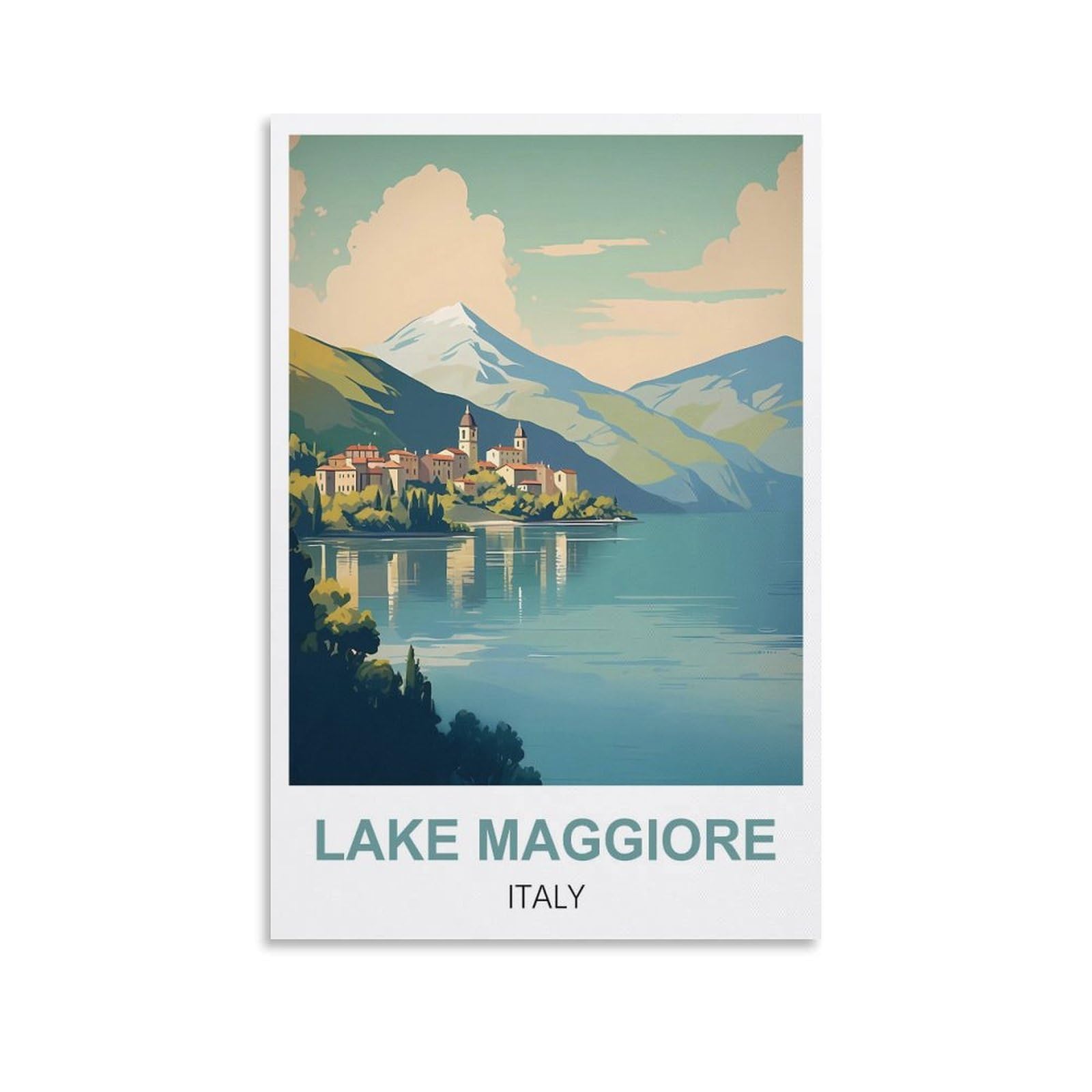 Whcheeh Unframe-Style Lake Maggiore Italy Vintage Travel Posters 12X18inch(30X45cm) Canvas Art Print Wall Art Decor Picture