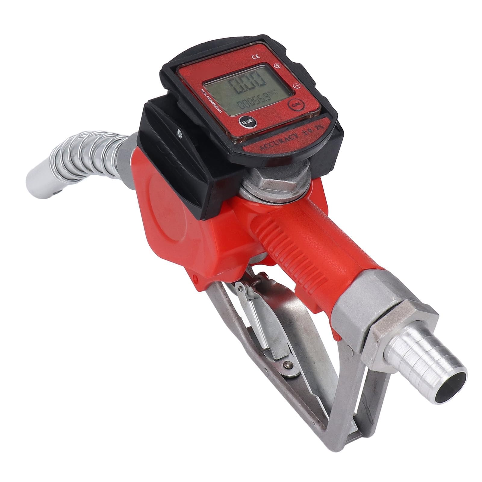 1in BSP Automatische Betankungsdüse K28 10-60 L/min Aluminiumlegierung Digitaler Durchflussmesser Benzin Zapfpistole 3-stellige Digitalanzeige Rot