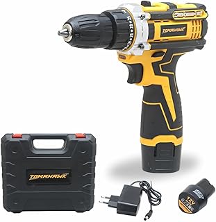 TOMAHAWK® T7400 12V Cordless Screwdriver and Drill Machine - 1350RPM - Reversible switch Multi-Torque Clutch, 10mm Keyless Chuck - 2x1.5Ah Battery with BMC case