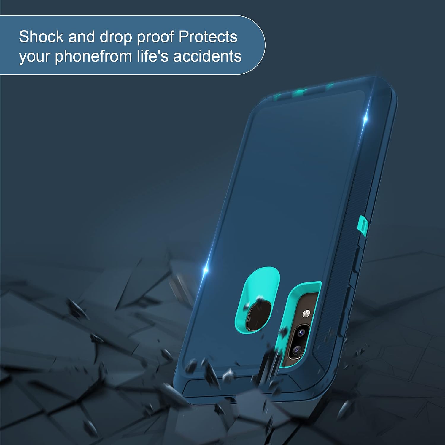 I-HONVA Galaxy A30/A20 Case, Shockproof 3-in-1 Full Body Protection, Rugged Heavy Duty Durable Cover, Turquoise