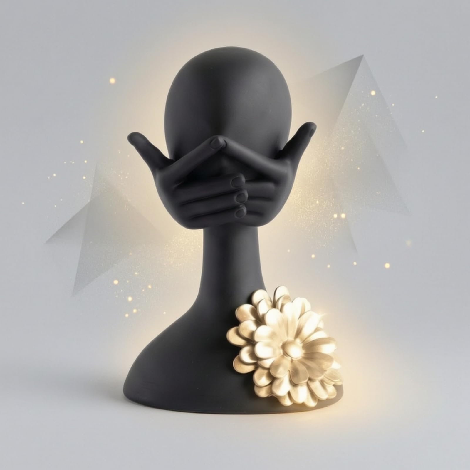 predolo Busto con Flor Metálica Dorada Dorado Busto Resina Mate Figura Resina para Estantería, Style to 3