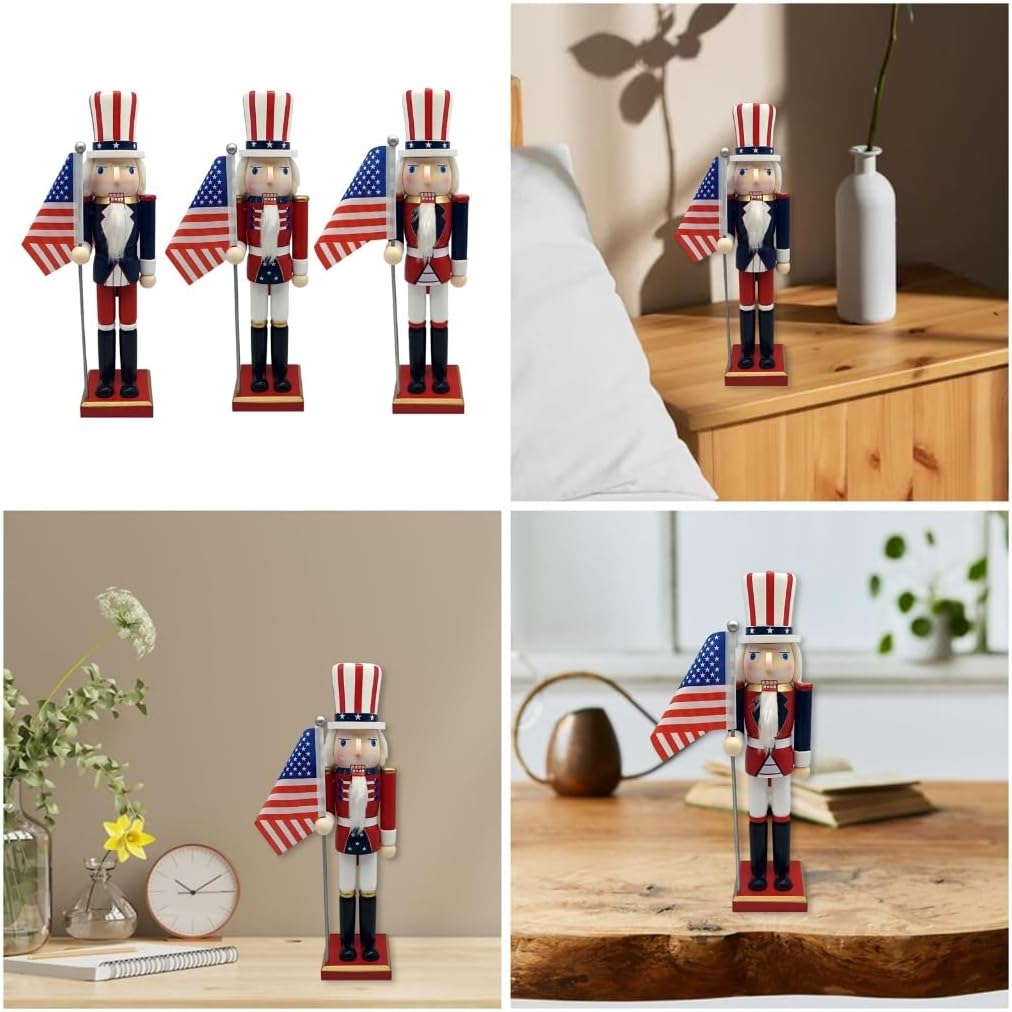Independence Day Wooden Nut Cracker Perfect for Displays and Memorial