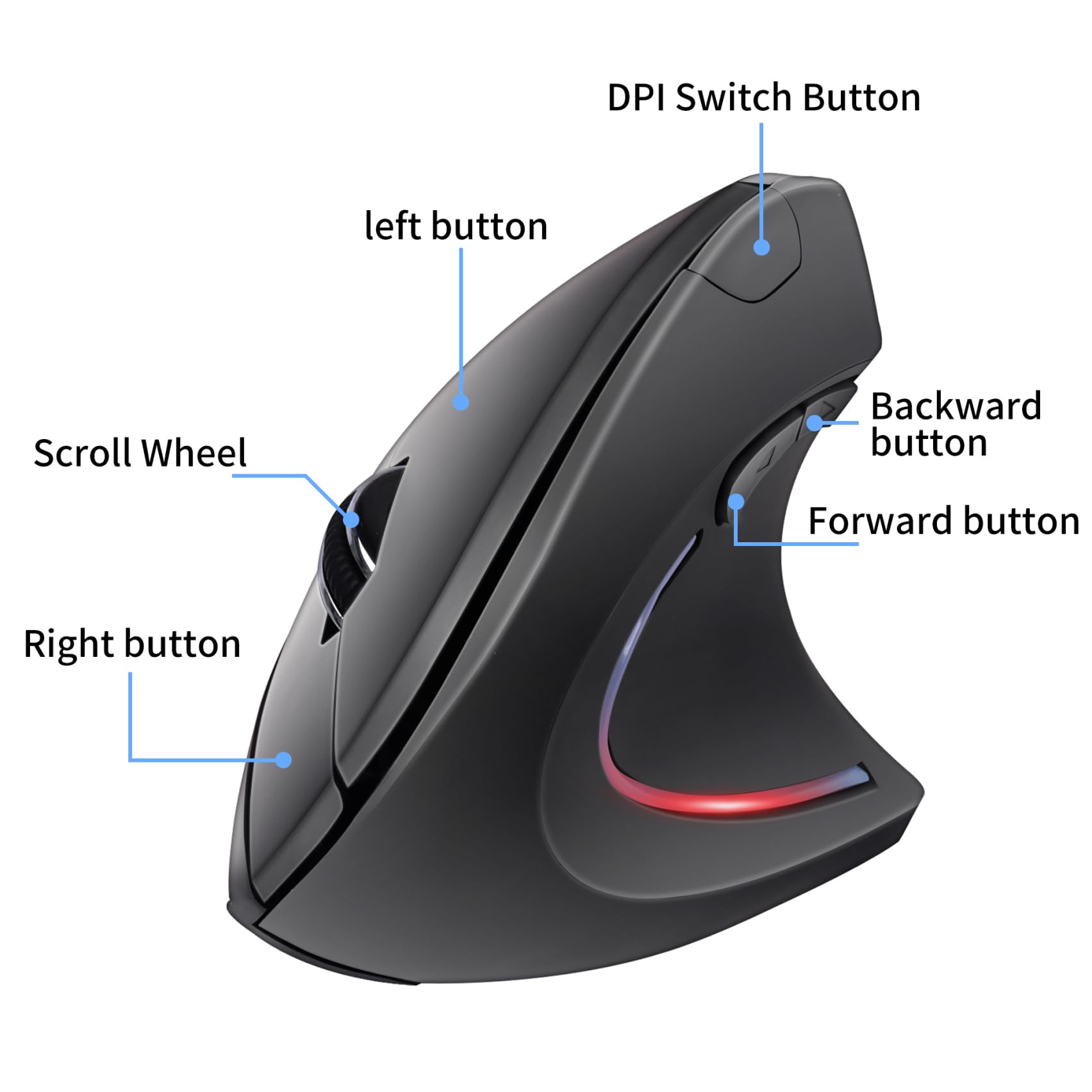 Ergonomiczna mysz bezprzewodowa pionowa (USB + typ C) odbiornik 2 w 1 z 6 przyciskami 3DPI, wygodny chwyt, optyczne myszy bezprzewodowe z adapterem USB i C, do laptopa/PC/tabletu, MacBooka