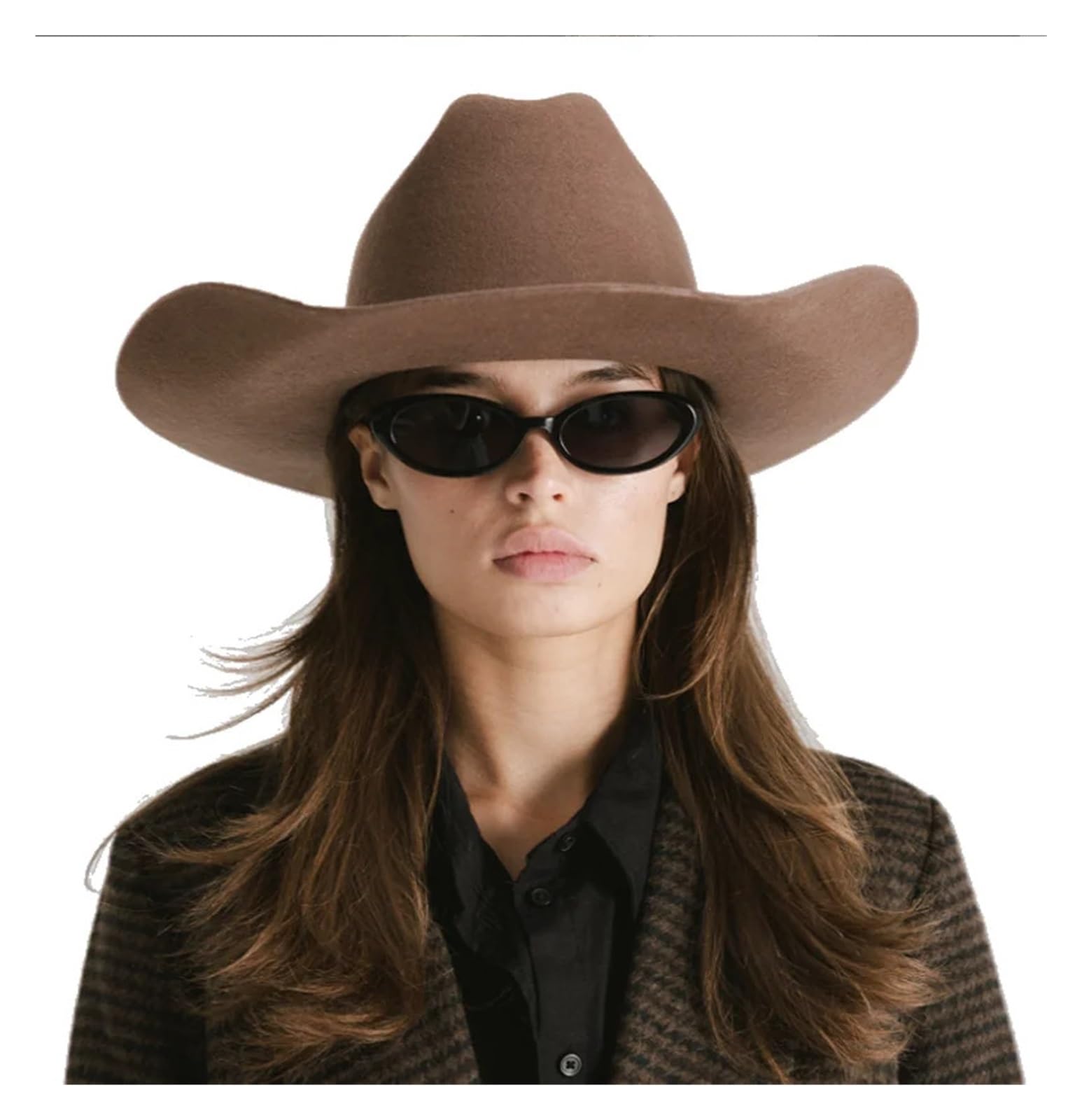 Sombrero Cowboy Sombrero vaquero de lana otoño e invierno accesorios del mismo color sombrero clásico Panamá rizado Retro