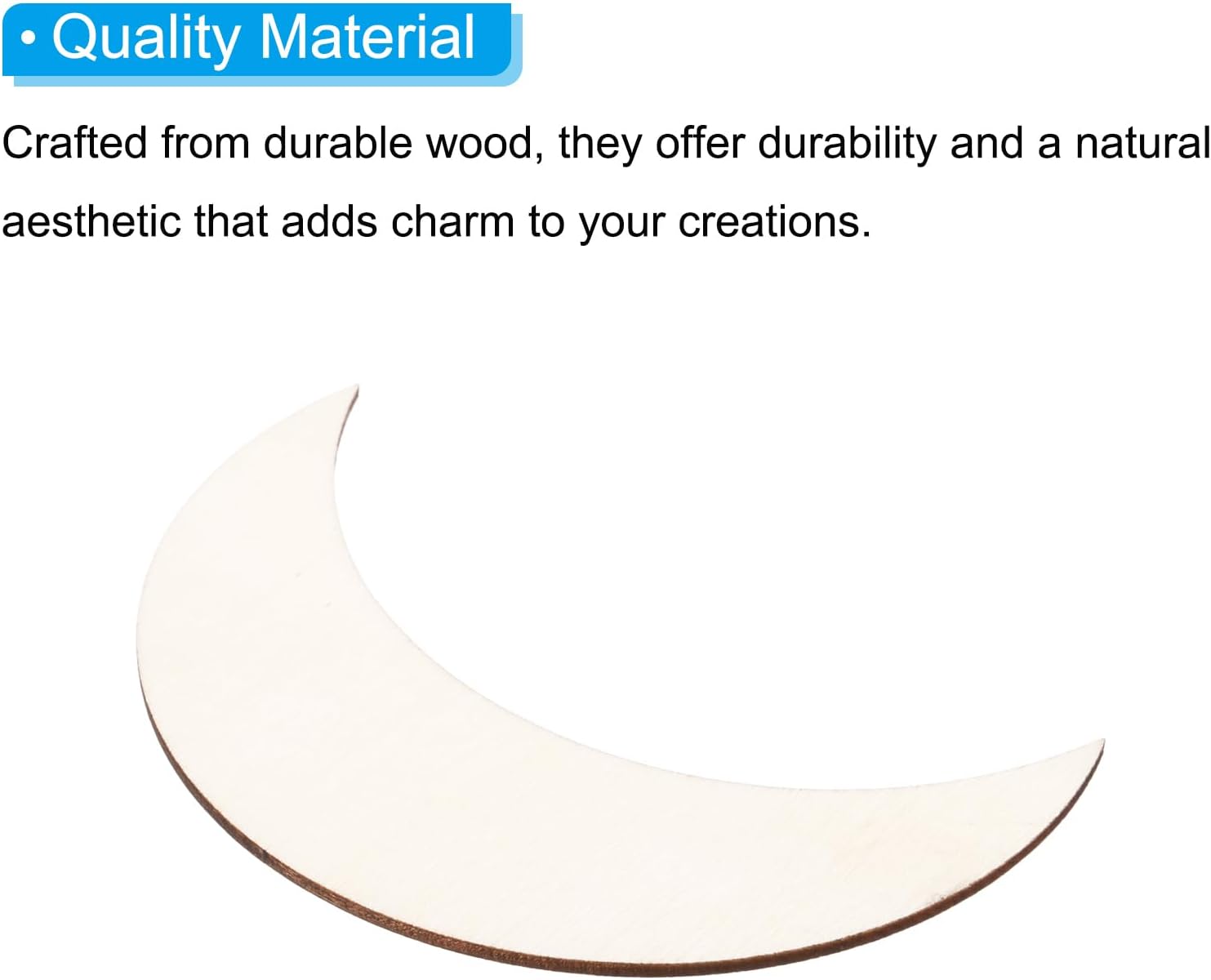 PATIKIL 3.9"x1.2" Wooden Moon, 10 Pack Unfinished Wood Moon Blank Wooden Cutouts Ornaments Natural Wood Pieces for Christmas Party Craft Projects image 4