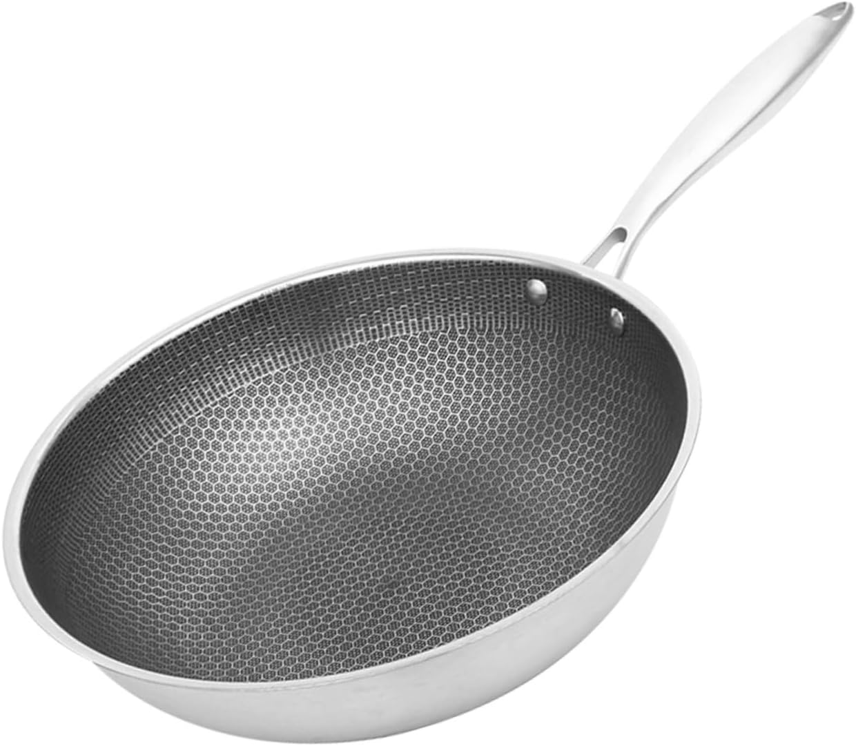 Stainless Steel Wok Stainless Steel Frying Pan Home Wok Pan Woks for Gas Stove Induction Stove Wok Woks Pan for Induction Stove Everyday Pan Chinese Wok Pan Grilling Pot