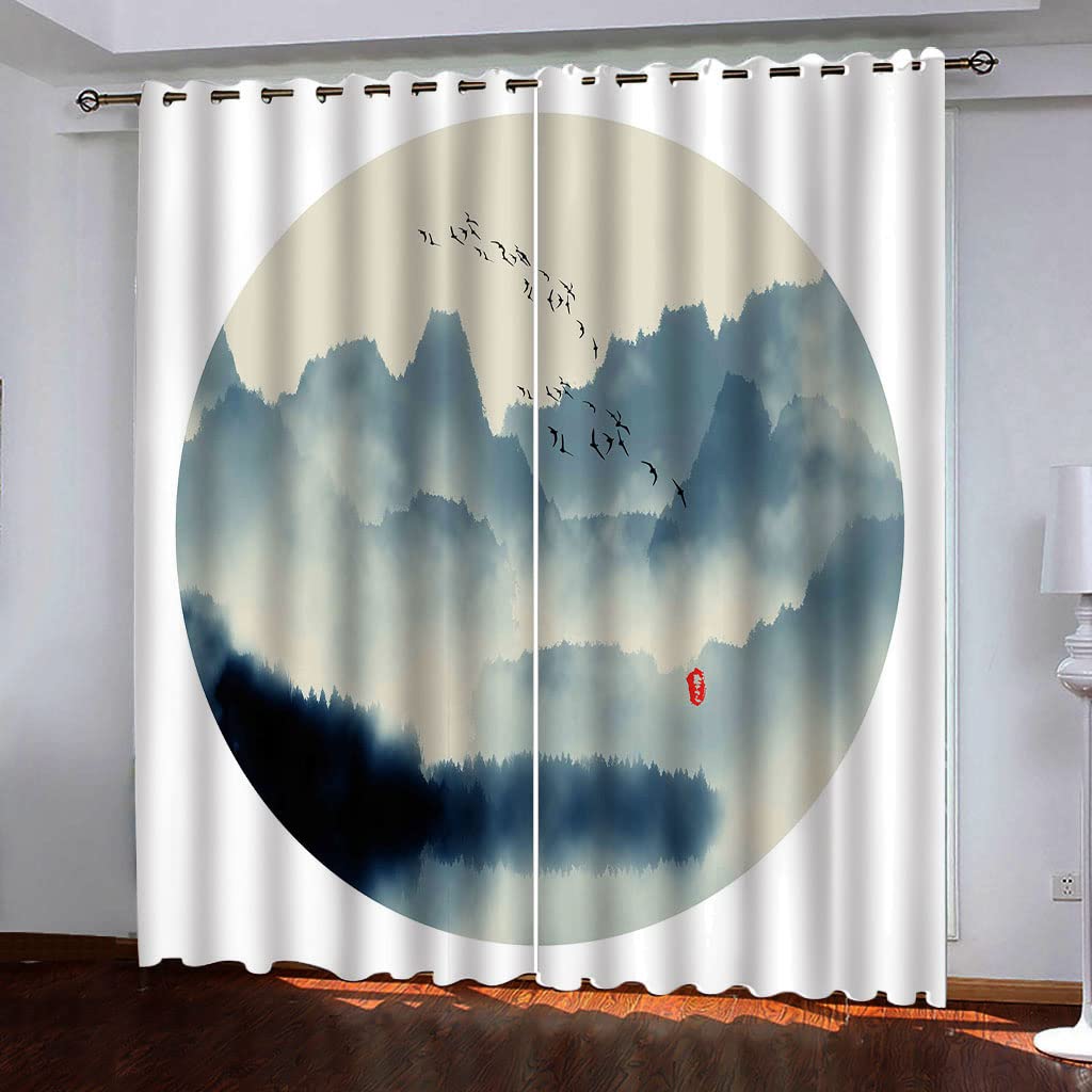 Rideaux occultants à oeillets design Paysage au tombé lourd élégant