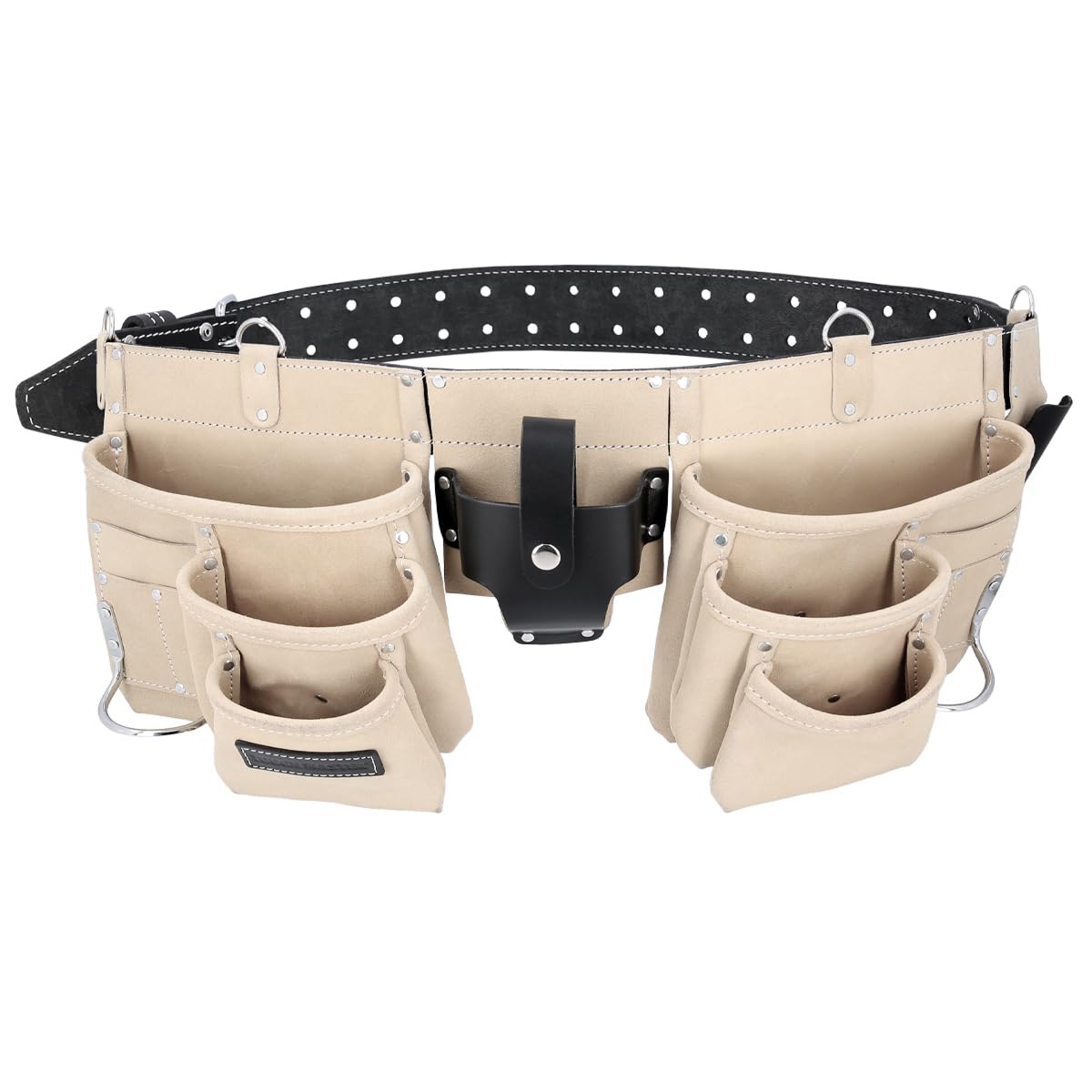 Leather Work Belt Pouch 12 Pocket Suede Diy Belt, Multi Pocket Storage Organiser, Hammer Loop, Tape Pocket Heavy Duty Tool Belt For Builders 5060279873717