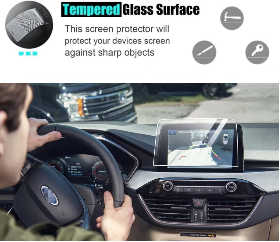 screen protector compatible with 2020 2021 ford escape sync3 touch screenanti glareanti scratchshock resistantflyingchannavigation accessories