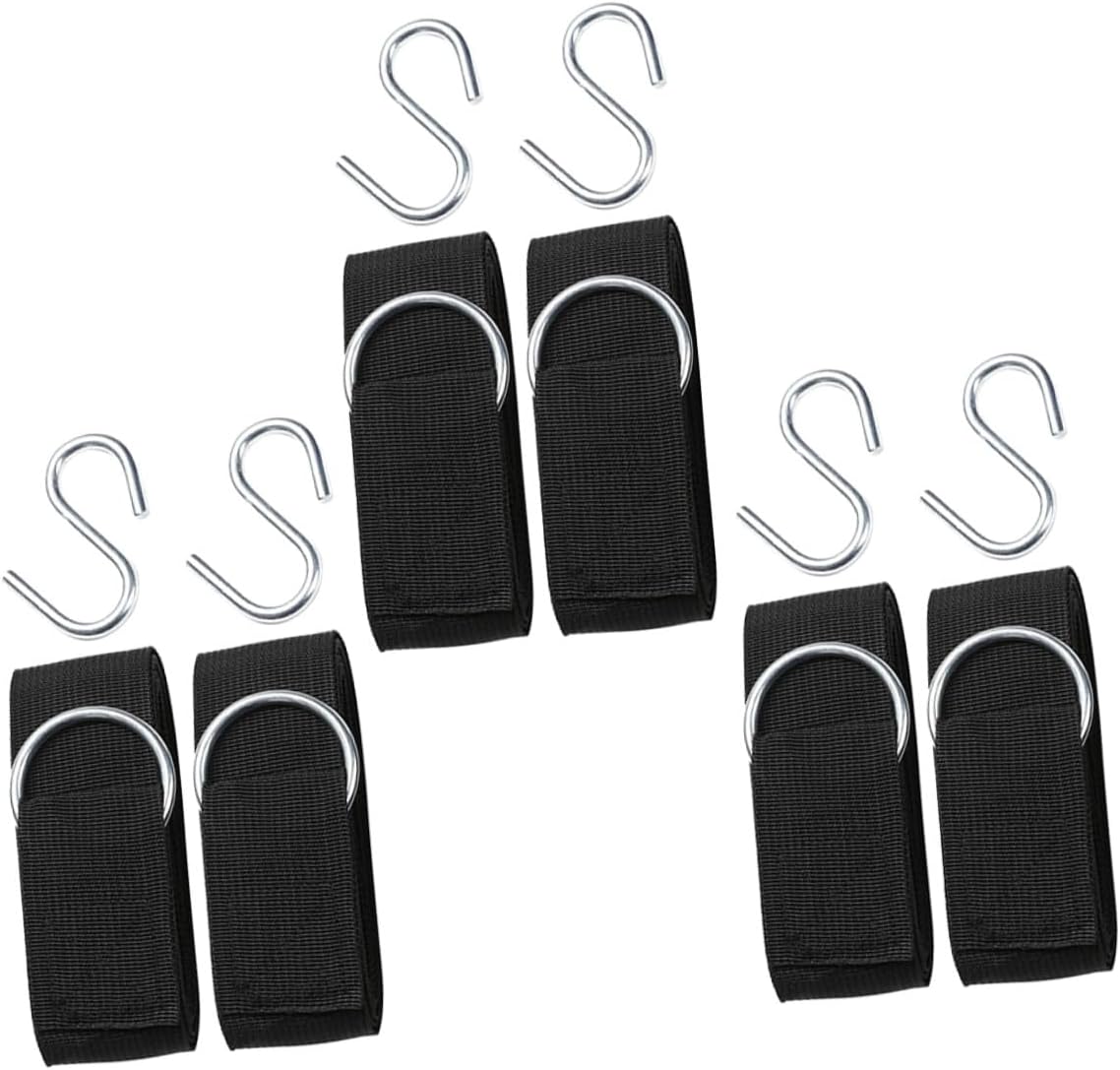 BESTonZON 6pcs Outdoor Adjustable Nylon Hammock Tree Straps with Thickened S-Hooks and Reinforced Lashing Ropes for Swing and Hammock Hanging Kits in Backyard and Camping