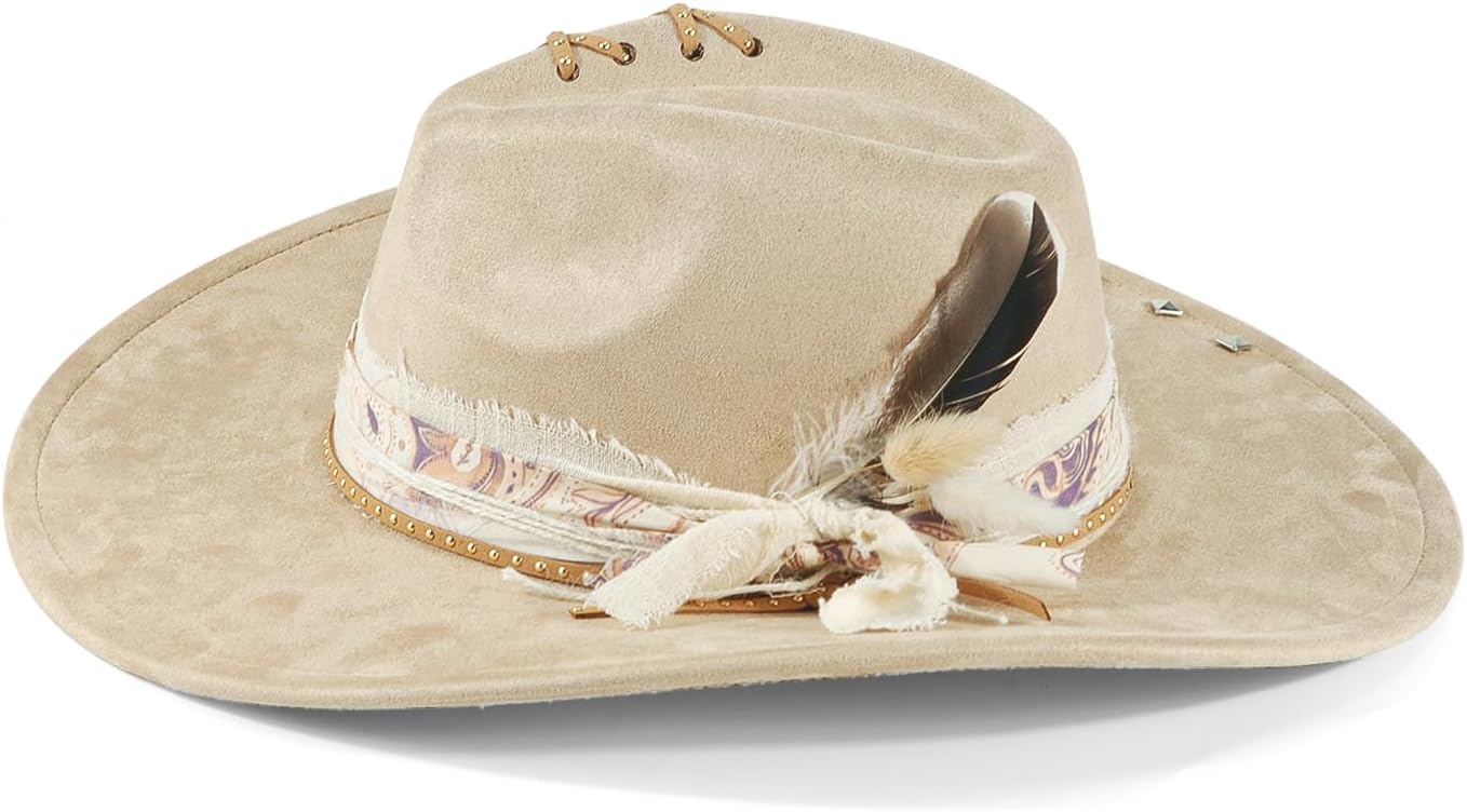 Wide Brim Fedora Hat for Men Women Retro Western Felt Hats