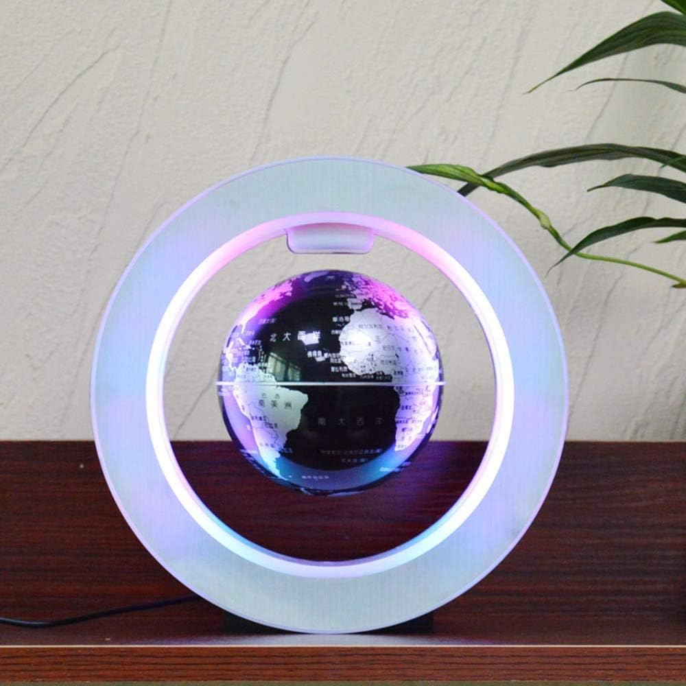 Geographical Globe, Floating Globe - Floating World Globe - Colorful LED Light Educational Gift Tool Home Office Desk Decoration, Silver