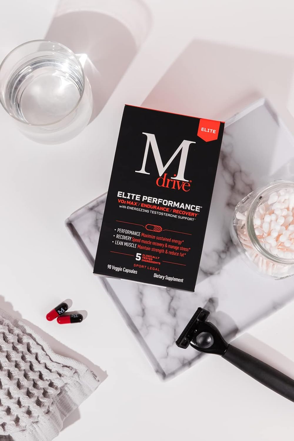 Mdrive Elite Test Booster for Men - Supports Immune Health, Energy, Cardio, VO2Max, Recovery, Stress Relief, Lean Muscle, KSM-66 Ashwagandha, DIM, Fenugreek