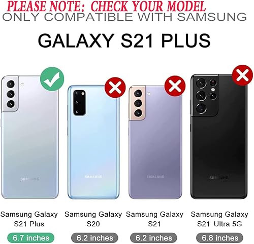 Miniatura 2 de YmhxcY Funda para Galaxy S21 Plus con 2 unidades de película de TPU flexible autorreparable, grado militar soporte de anillo de 360  F a prueba de