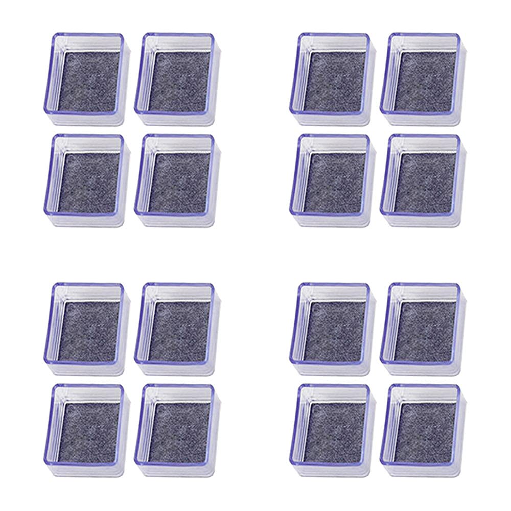 Zoyay Caps for Desk Feet Chair Leg Clear Silicone Caps with Felt Table Feet Pads Covers Furniture Caster Wooden Floor Protectors Prevent Scratches Square-Transparent_16pcs_38-38mm