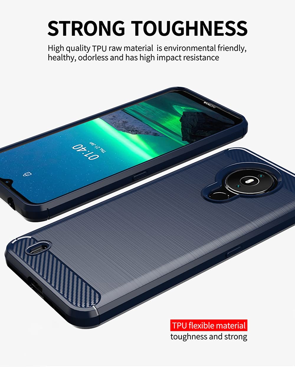 BAIDIYU Funda Para Nokia 1.4, Anti Arañazos, Absorción De Golpes Fundas De Teléfono Resistente A Los Impactos, Funda Del Teléfono Para Nokia 1.4 (azul