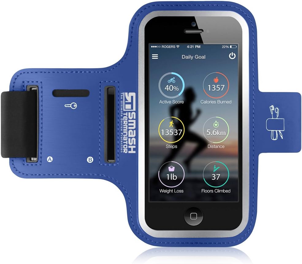 Running Armband for iPod Touch (all Generations) Sweat-proof Running Phone Armband Sports Armband Phone Holder for Running Exercise Gym Sports - Also Compatible with iPhone 4s/5s/5c/SE (Blue)