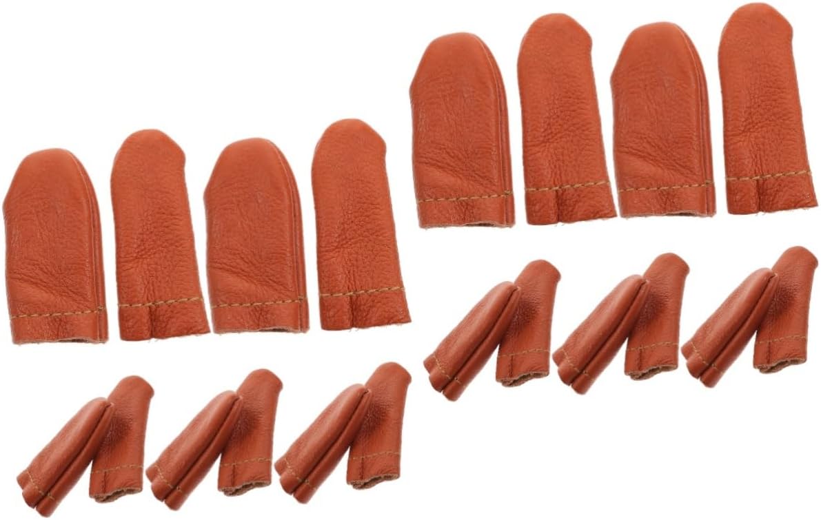 Veemoon 2sets 10 Pairs Leather Protective Guards Durable and Breathable Thimble for Knitting Embroidery and DIY Crafts Random Colors Random Color 10pairs*2