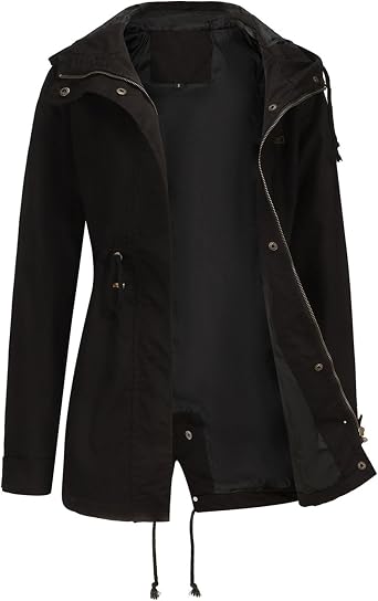 JEsilunmaMY Womens Lightweight Military Anorak Jackets Safari Hoodie Utility Drawstring Coat Windproof Windbreaker Raincoats
