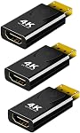 4K DisplayPort to HDMI Adapter 3 Pack, Uni Directional DP Source to HDMI Display Converter, 4K@30Hz, 2K@60Hz, 1080P@120Hz, Male to Female, for Desktop GPU and PC DisplayPort Output