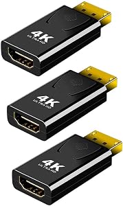 4K DisplayPort to HDMI Adapter 3 Pack, Uni Directional DP Source to HDMI Display Converter, 4K@30Hz, 2K@60Hz, 1080P@120Hz, Male to Female, for Desktop GPU and PC DisplayPort Output