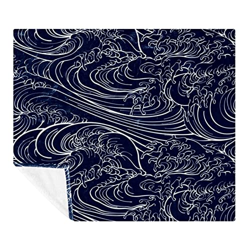 Couverture Tradition Japonaise Waves en polaire légère de microfibre pour lit et canapé 150x130