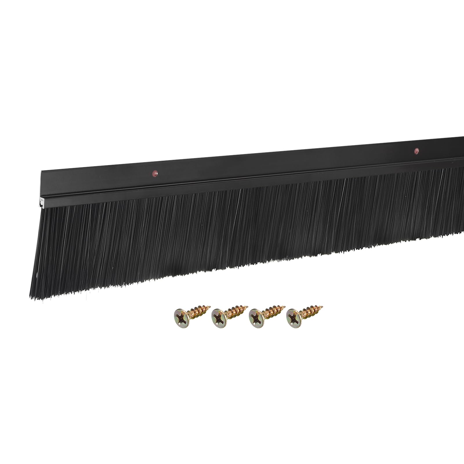 uxcell Door Brush Bottom Sweep H-Shape Aluminum Alloy Base with 2.4-inch PP Brush for Home, Industrial (47-inch L, Black)