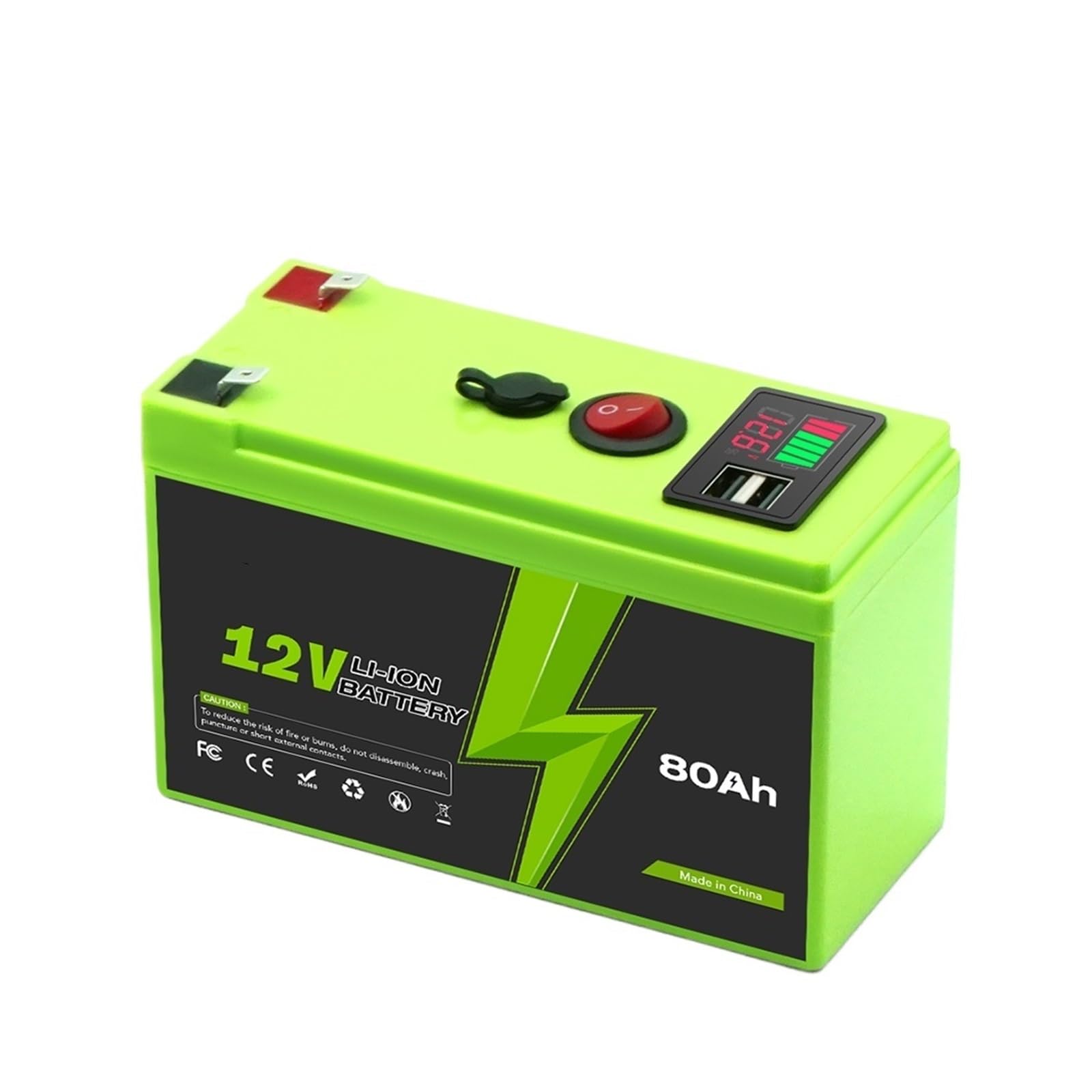 Batteria da 12 V 150 Ah, batteria al litio ricaricabile da oltre 4000 cicli, BMS integrato, for cavalcare giocattoli, scooter, ecoscandagli(12v 80Ah Set)