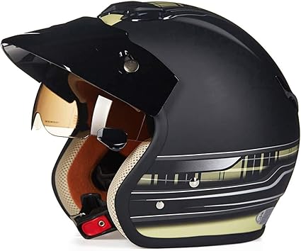 Helm Helm, motorfiets scooter jet 4/3 helm retro/DOT certificering / +  ingebouwde zonneklep motorhelm (Color : B, Size : Large) : Amazon.nl: Auto  \u0026 motor