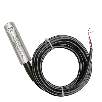 4-20MA Output Integral Level Transmitter Liquid Oil Water Level Sensor Probe 304 Stainless Steel with 0-5M Measure Range 6M Cable Detect Controller Float Switch for Pump DC10-30V Power Supply