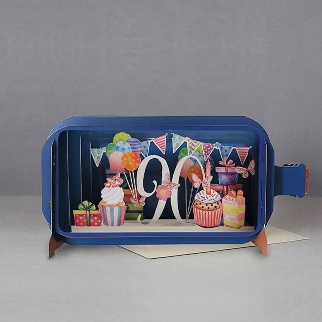 Message in A Bottle Cupcake 90th Pop Up Birthday Greeting Card by Alljoy Cards MIB111 MIB111