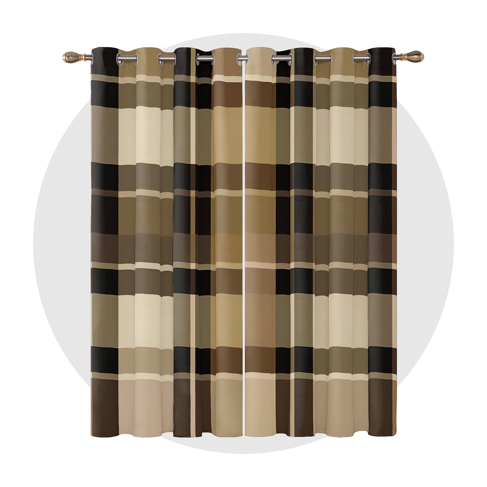 Buffalo Check Home Decor - Buffalo Check Curtains for Bedroom Living Room - Brown Buffalo Plaid Blackout Curtains 46 x 72 Inch (Width x Drop) 2 Panels, Rustic Checkered Eyelet Curtains & Drapes