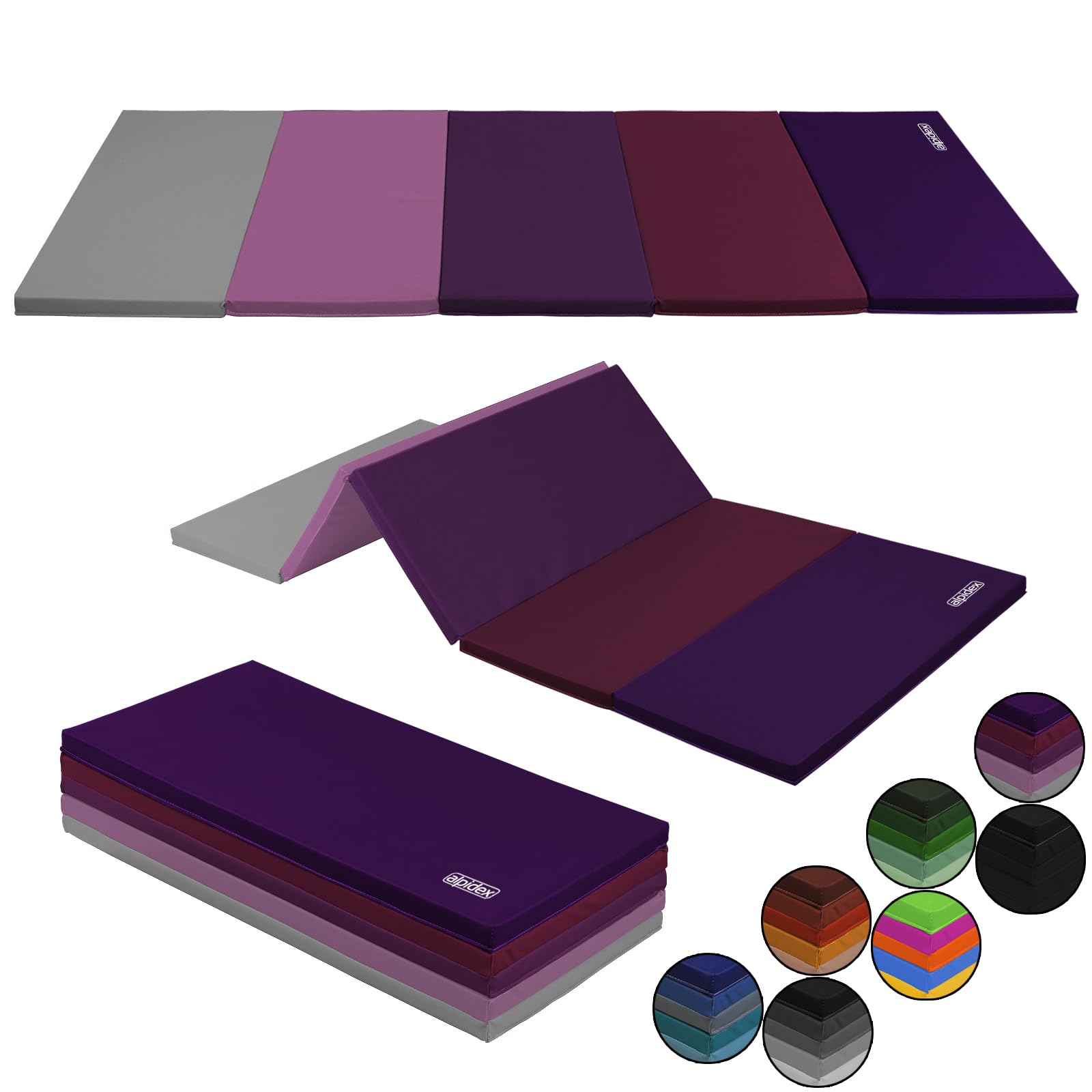 ALPIDEX Tapis de gymnastique pliable 185 x 78 x 3,2 cm pour la maison enfants adultes