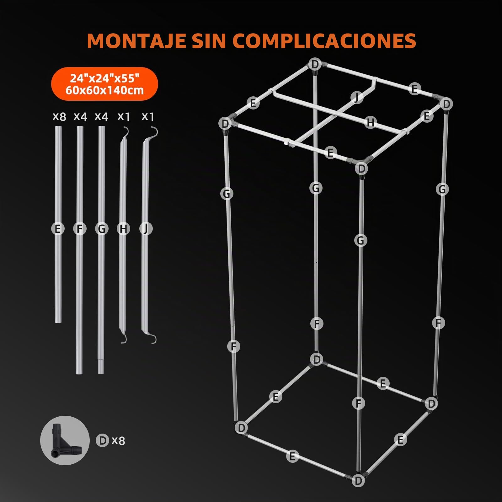 Spider Farmer Growbox Tienda de Cultivo para Interiores, reflectancia, aireada, Impermeable, Armario para Cultivo en casa, Invernadero, Tienda de cría (60 x 60 x 140 cm)