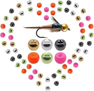 XFISHMAN Fly-Tying-Beads-Brass-Beads-Heads Assortment 180 Pack Fly Tying Materials Fly Fishing Nymph (3/32â€ 2.4mmï¼ˆ6 Colors ï¼‰ 180 Pack)