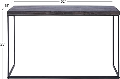 Miniatura 3 de Deco 79 Mesa consola minimalista de madera con patas de metal negro, 52 x 18 x 33 pulgadas, marrón oscuro 2-Negro -,Negro -,Marrón