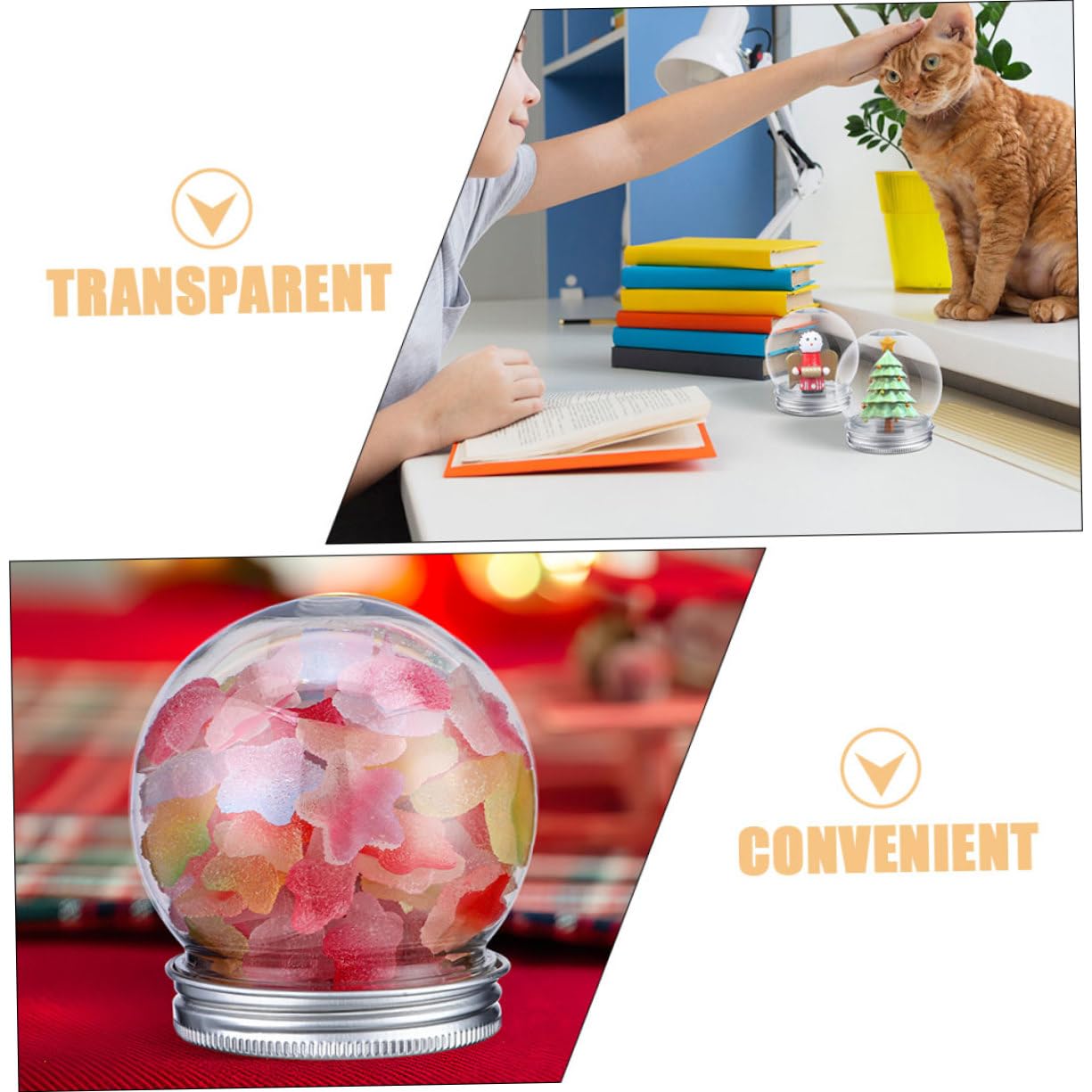 10 Piezas Unidades Kit DIY Bola de Transparente con Tapa Roscada para Decoración Navideña Bote para Reutilizable para Manualidades y Fiestas