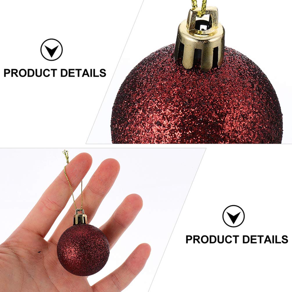 Toyvian 1 pudełko / 100 sztuk bombek choinkowych z ornamentami z tworzywa sztucznego, nietłukące się, brokatowe bombki choinkowe, zawieszka, dekoracja weselna (6 cm, kawowe)