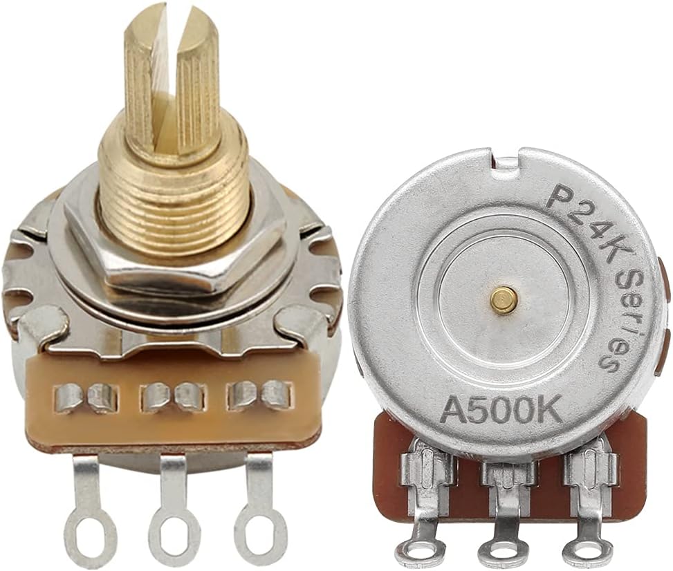FLEOR 2pcs A500K Audio Pots 19mm Long Split Shaft Guitar Potentiometer, 24-Spline