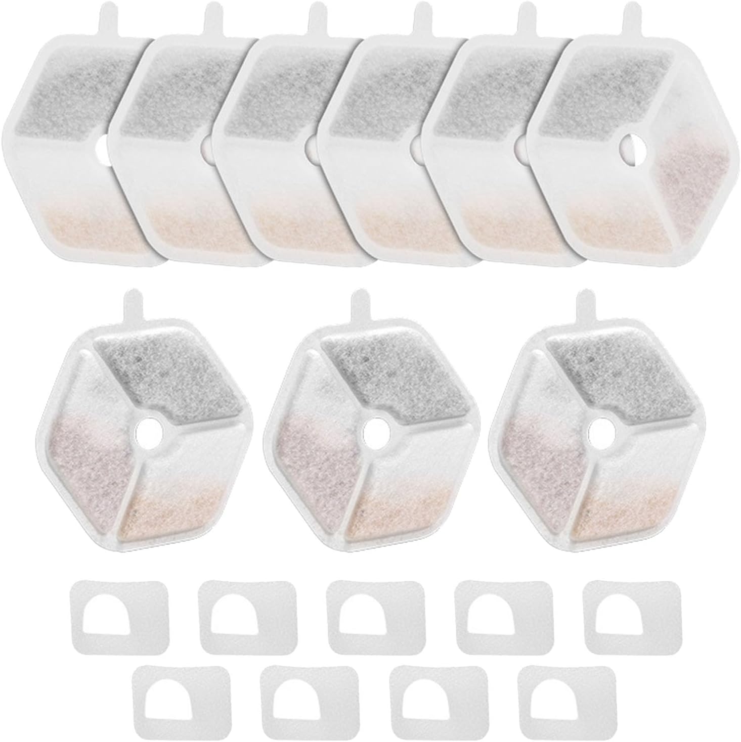 9 Packs Replacement Filter and 9 Packs Sponges for Wireless Cats Fountain Steel Metal Dog Water Fountain Foam Filter
