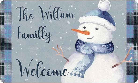 Magimagine Custom DLL Christmas Decorations Welcome Mat with Name,Personalized Christmas Doormat for Outdoor,Customized Non Slip Christmas Rugs for Front Door Outside Entry Porch Yard 24 * 16 in