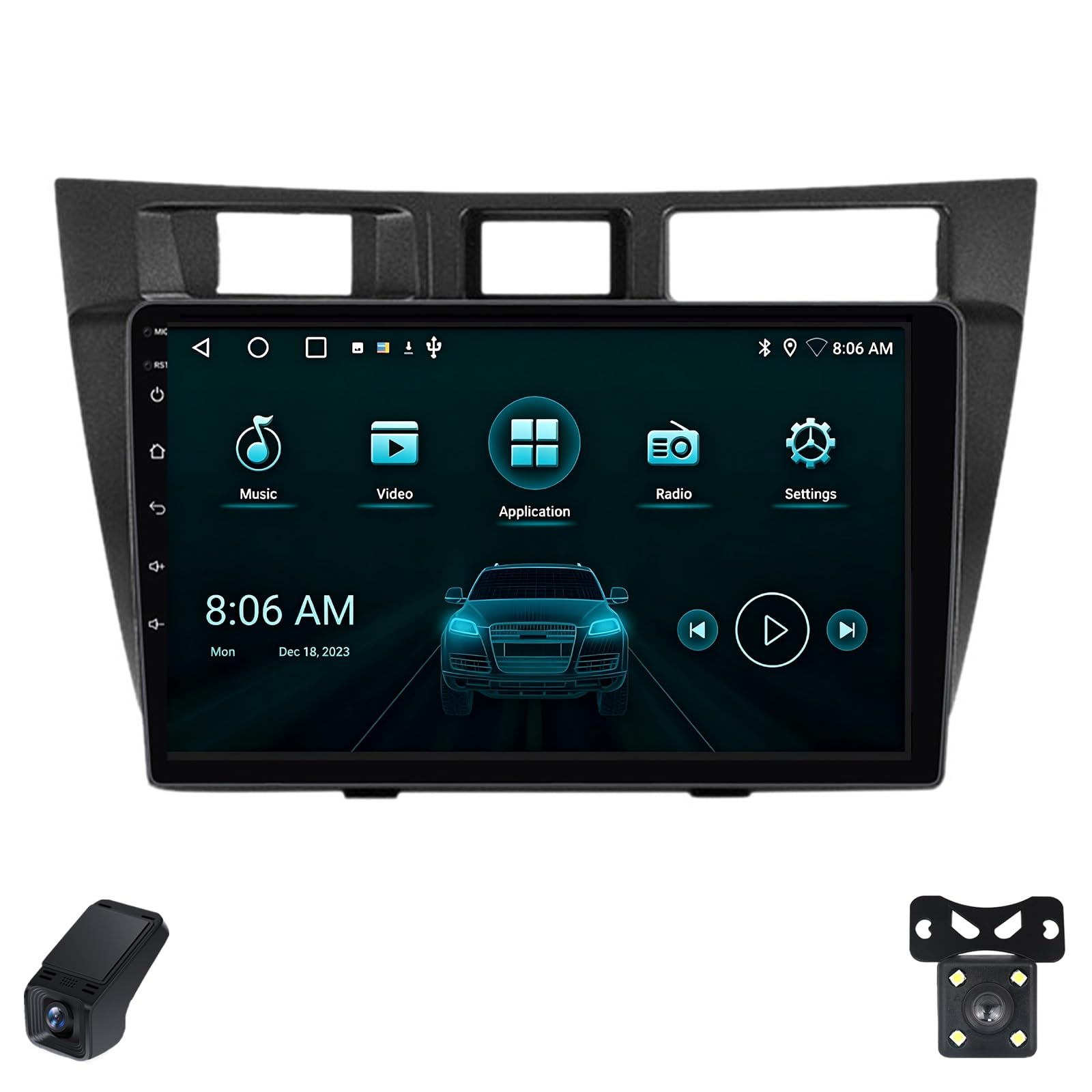 Radio samochodowe do Toyoty Mark II 9 GX110 2000-2007 Android CarPlay z 9-calowym ekranem dotykowym, 1280 × 720, radio samochodowe, SWC, Bluetooth, FM AM RDS, DSP, Wi-Fi, 4GLTE, GPS, ADAS DV