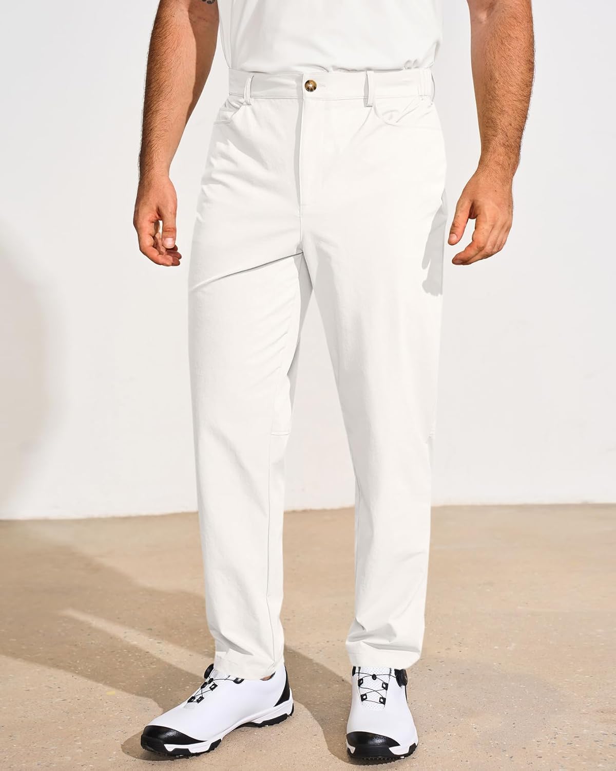 Runcati Mens Golf Pants Casual Flat-Front Stretch Work Dress Pants Lightweight Business Slacks - Image 2