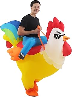 Inflatable Chicken Costume Funny Rooster Costume Riding Chicken Costume Halloween Costumes Men Women Blow up Costumes