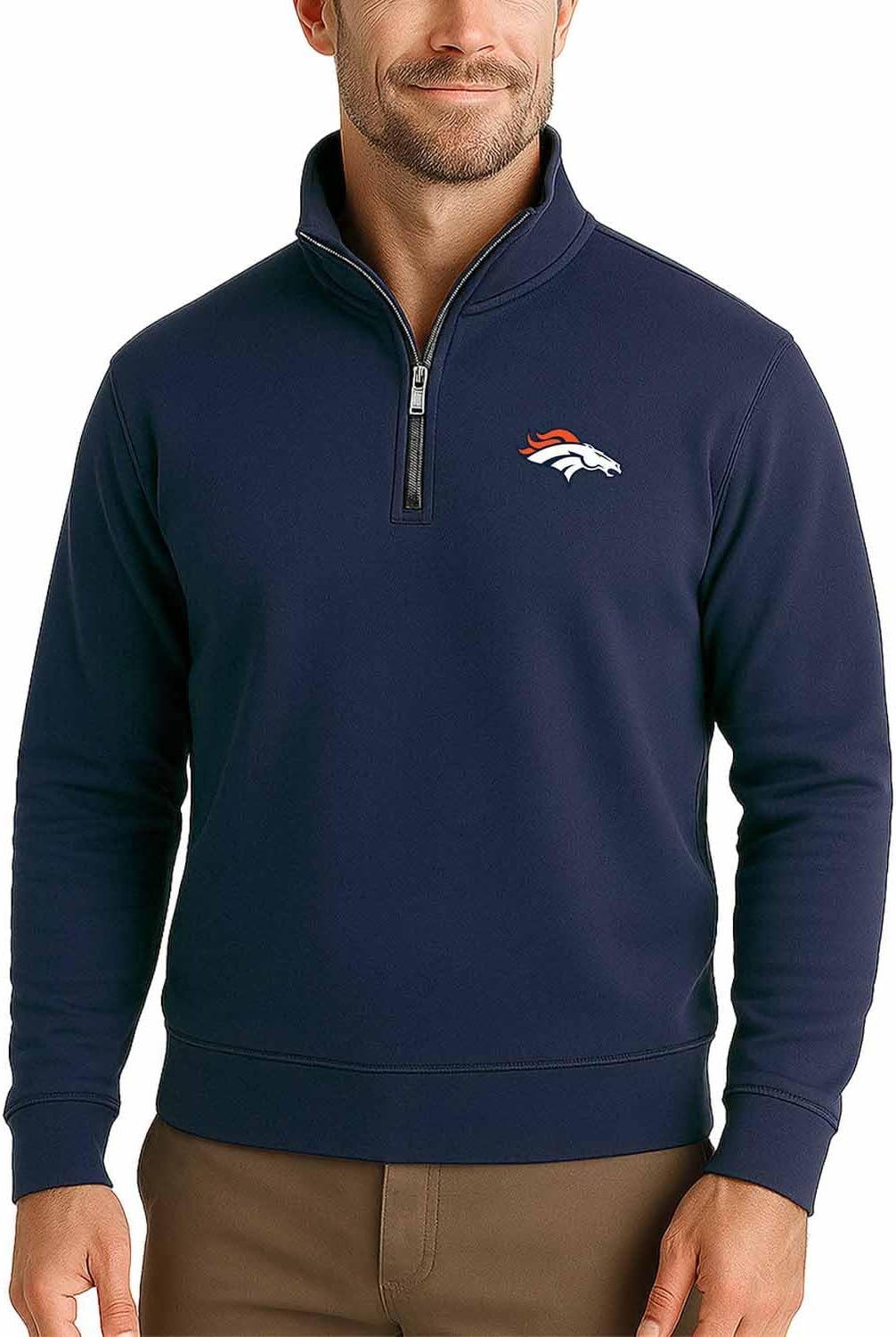 Team Fan Apparel NFL Adult Unisex Team Logo Quarter Zip Pullover Sweatshirt, Mid-Weight Officially Licensed Fleece Apparel